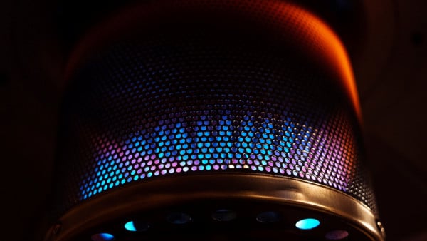 The burning blue flame of a space heater