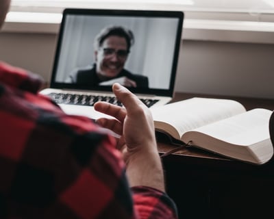 Two men on a video call