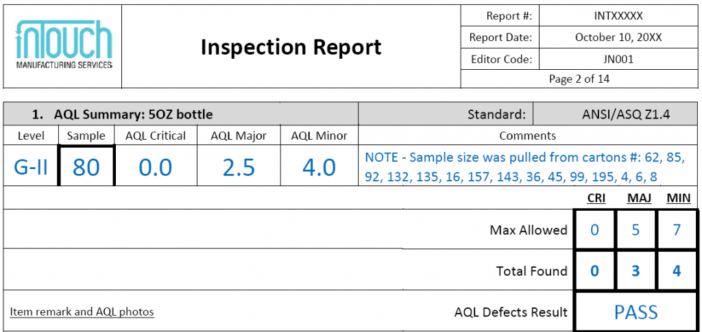product inspection report