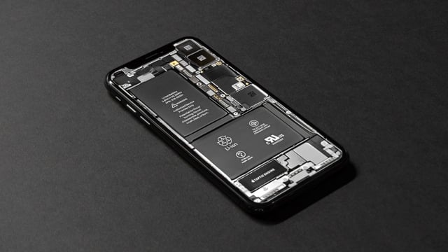 An exposed back of a phone