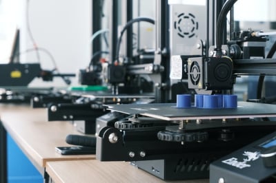 3D printers printing parts.