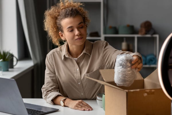 body-2_How Cultural Differences Influence Woman checking a wrapped item from a package_Quality Perceptions Across Markets