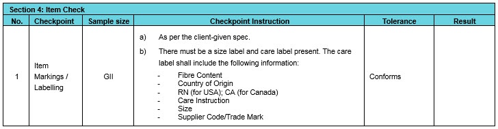 quality control checklist template