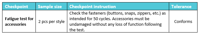 Garment Accessory Tests Garment Inspection Checklist