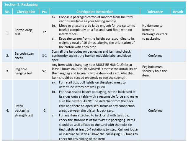 quality manual product requirements