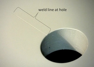 Weld lines on a plastic injection mold