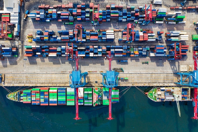 Supply chain ship loading cargo